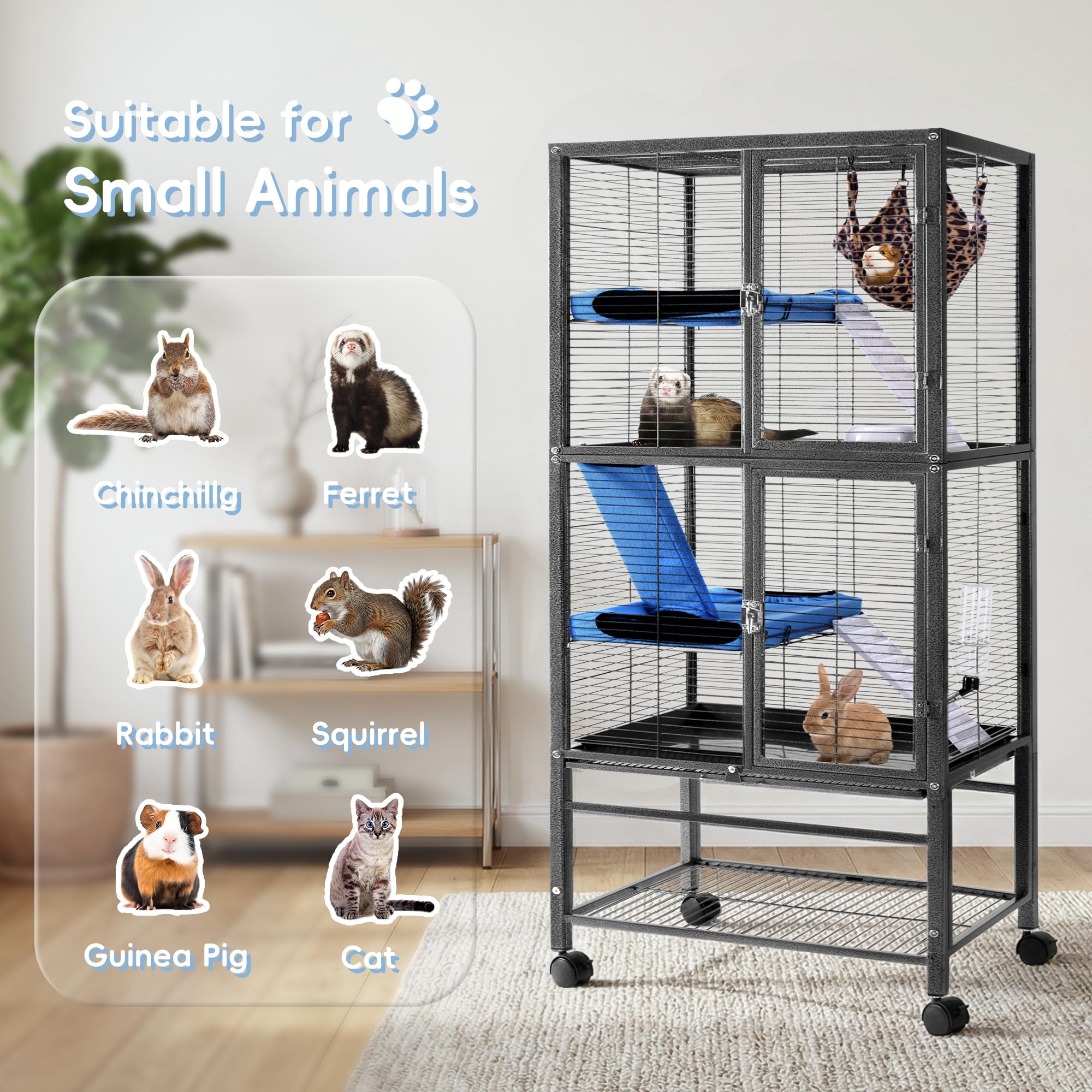Amazon | HABUTWAY 高さ55インチ 大型金属製ローリングフェレット